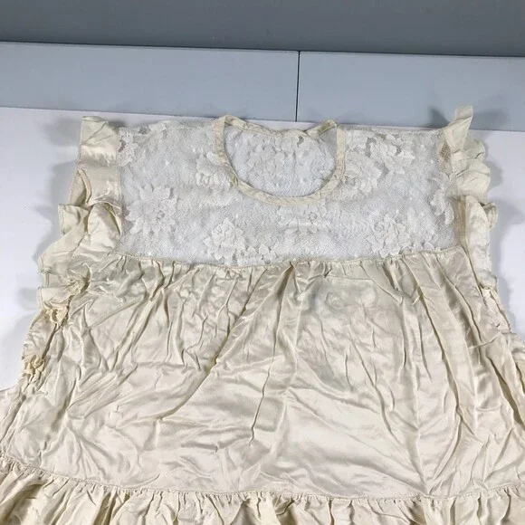 Vintage Sonia Rykiel Lingerie Nightgown Womens Large Cream Colored Lace Peplum - Picture 3 of 10